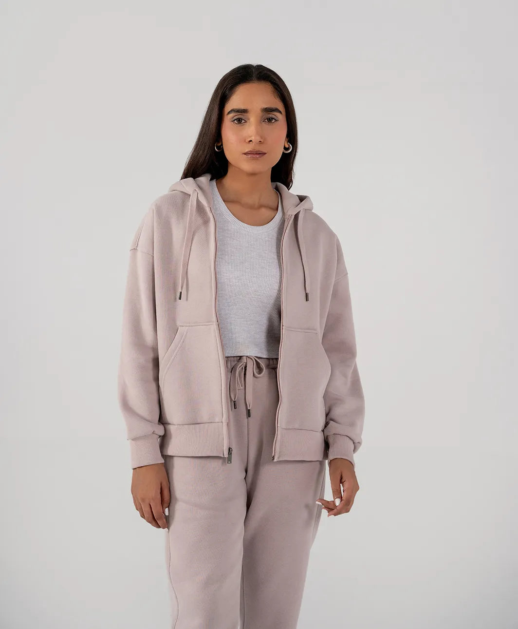 Ladies Fleece Zipper Hoodie (Purple Haze)