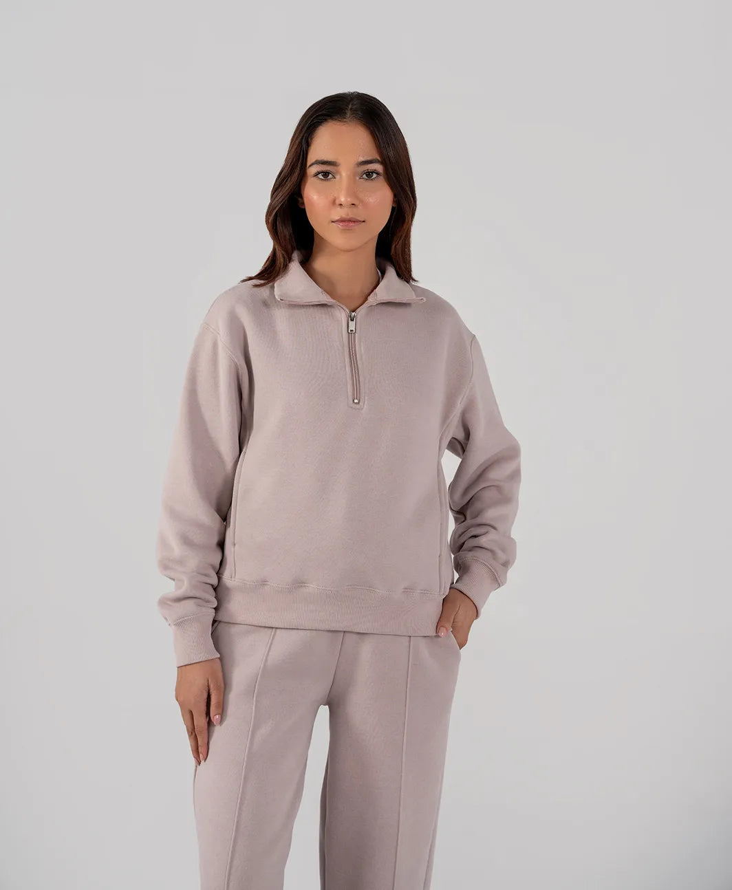 Ladies Fleece Half Zipper (Purple Haze)