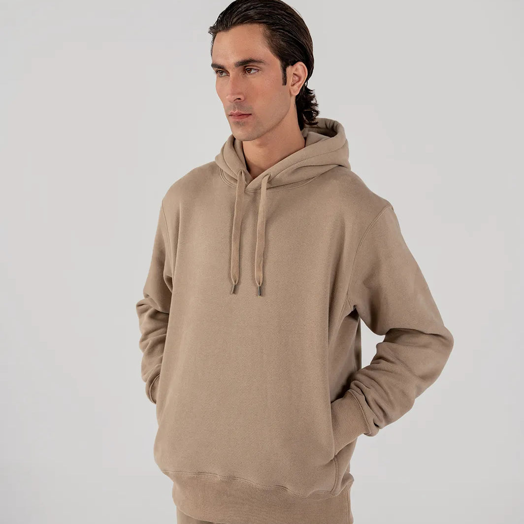 Men's Fleece Hoodie Taupe Brown