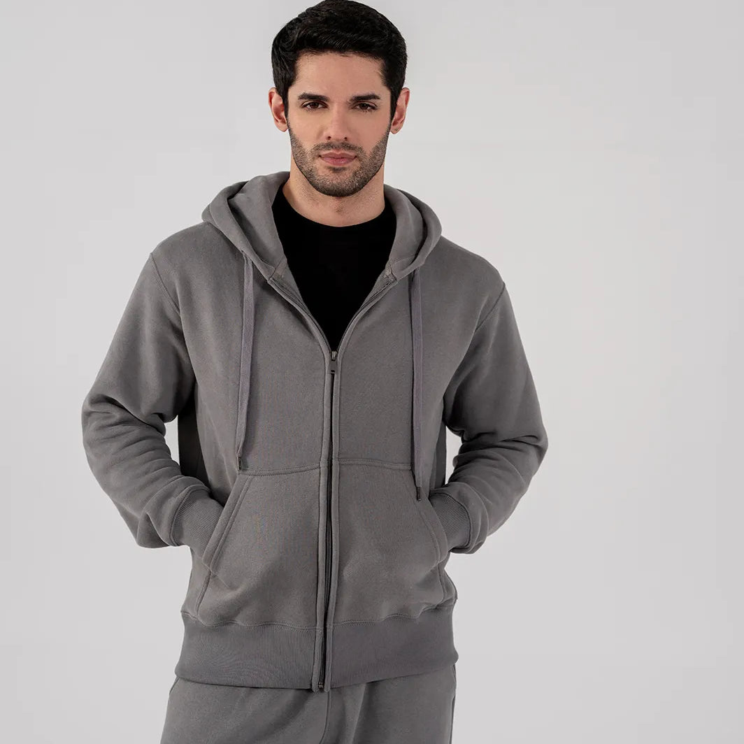 Men's Fleece Zipper Hoodie (Grey)