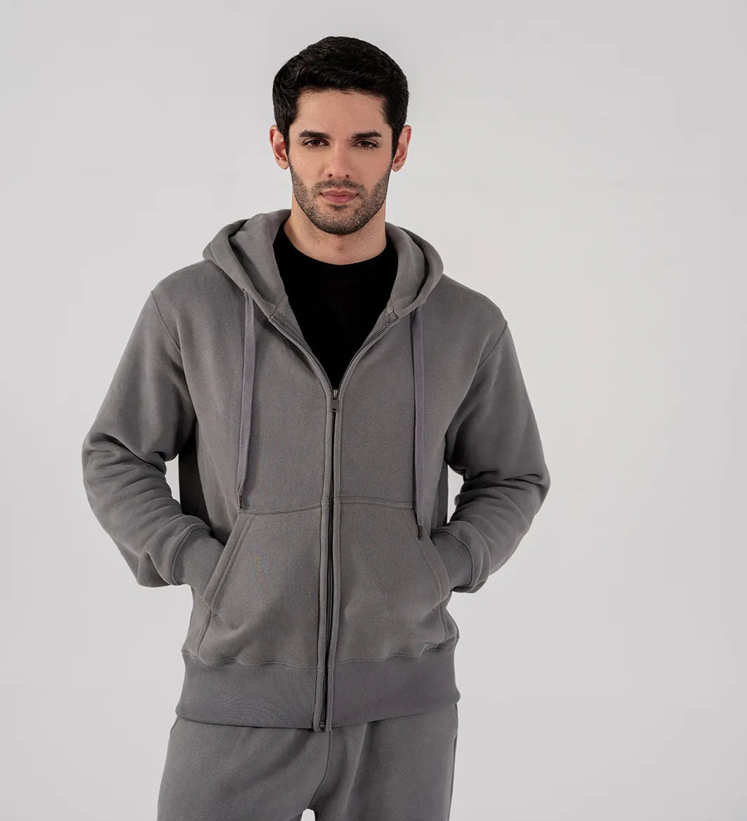 Men's Fleece Zipper Hoodie (Grey)