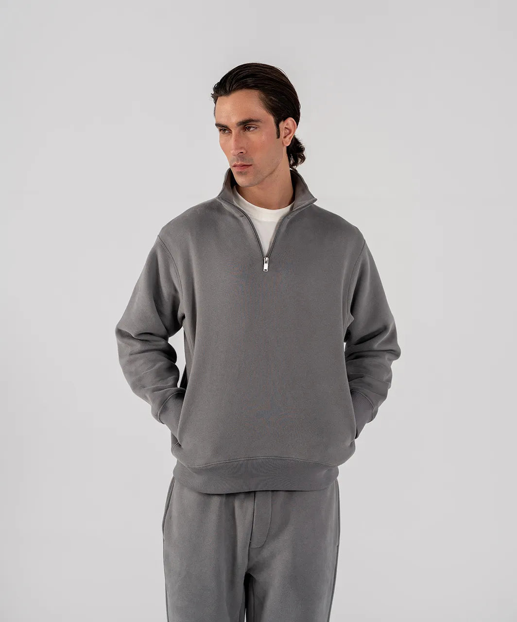 Men's Fleece Half Zipper (Grey)