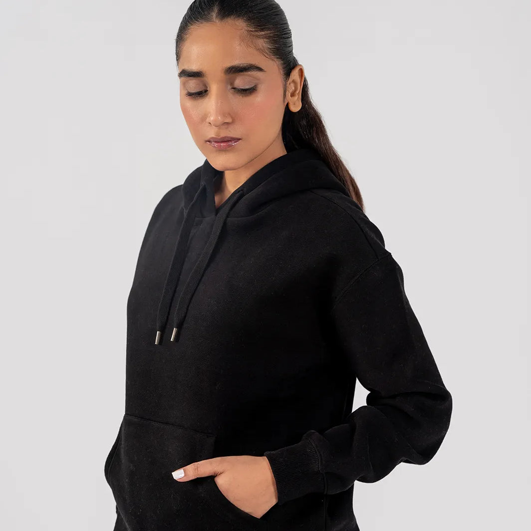 Ladies Fleece Hoodie Black