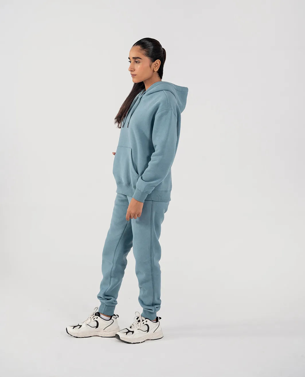 Ladies Fleece Hoodie (Steel Blue)